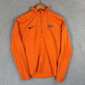 Oklahoma State University OSU Shirt Mens Medium Orange 1/4 Zip Nike Performance